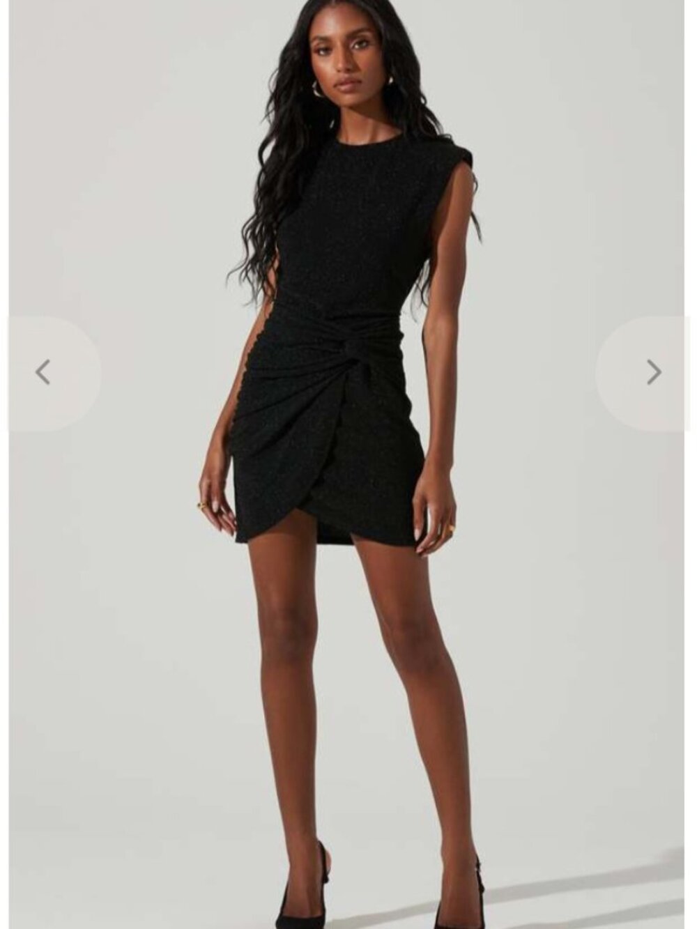 ASTR THE LABEL LUNETTE TWIST FRONT BLACK METALLIC MINI DRESS SIZE SMALL